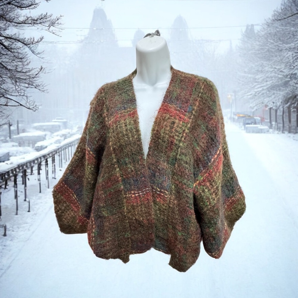 Nessa Warner cocoon handwoven wool jacket shrug sweater one size
